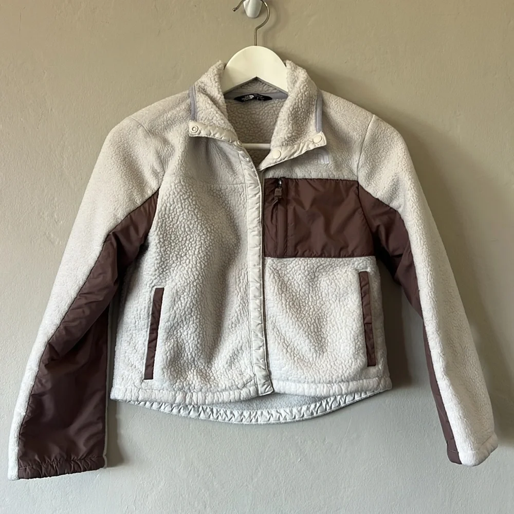 The North Face Girl's Fleece Mashup Gardenia White Jacket - Picture 2 of 9